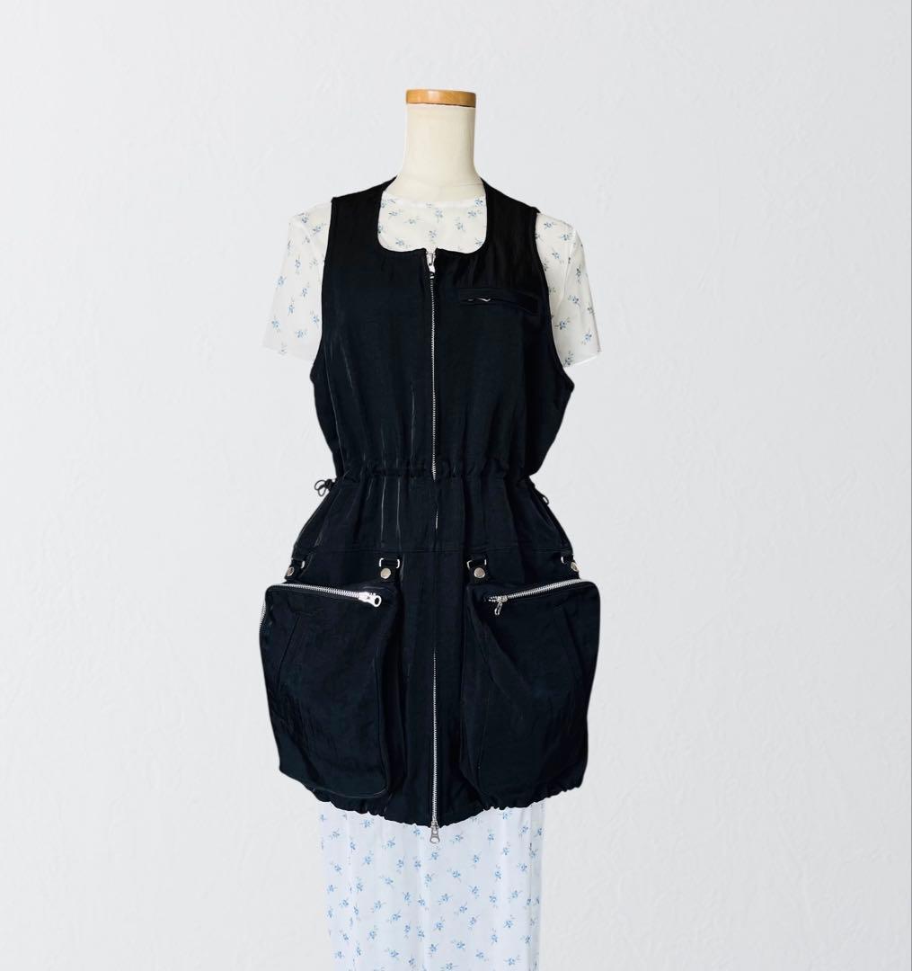 55000円 GVGV 黒 ジャンパースカート カーゴ ベスト ジャケット 36