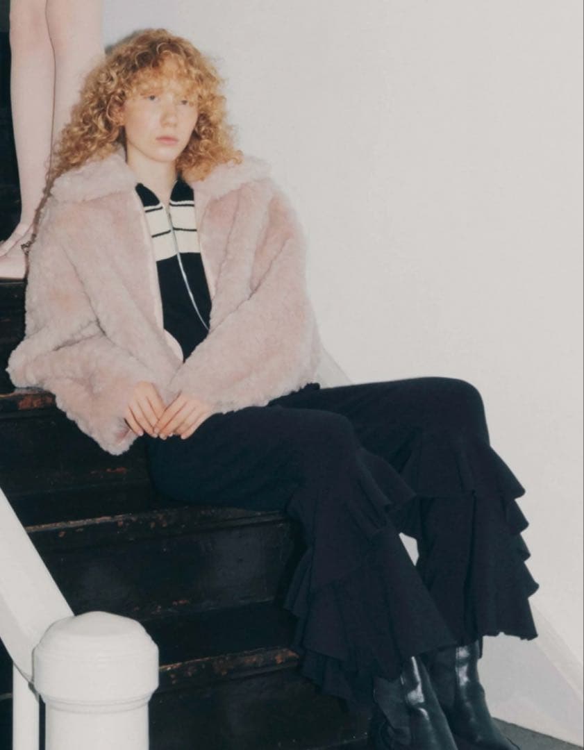 もなこfur fur エコファーリバーシブルブルゾン コート ピンク