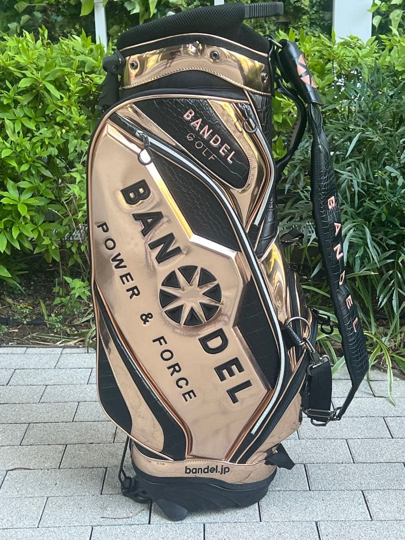 BANDEL Golf / バンデル　キャディバッグ　クロコ型押し　金ｘ黒