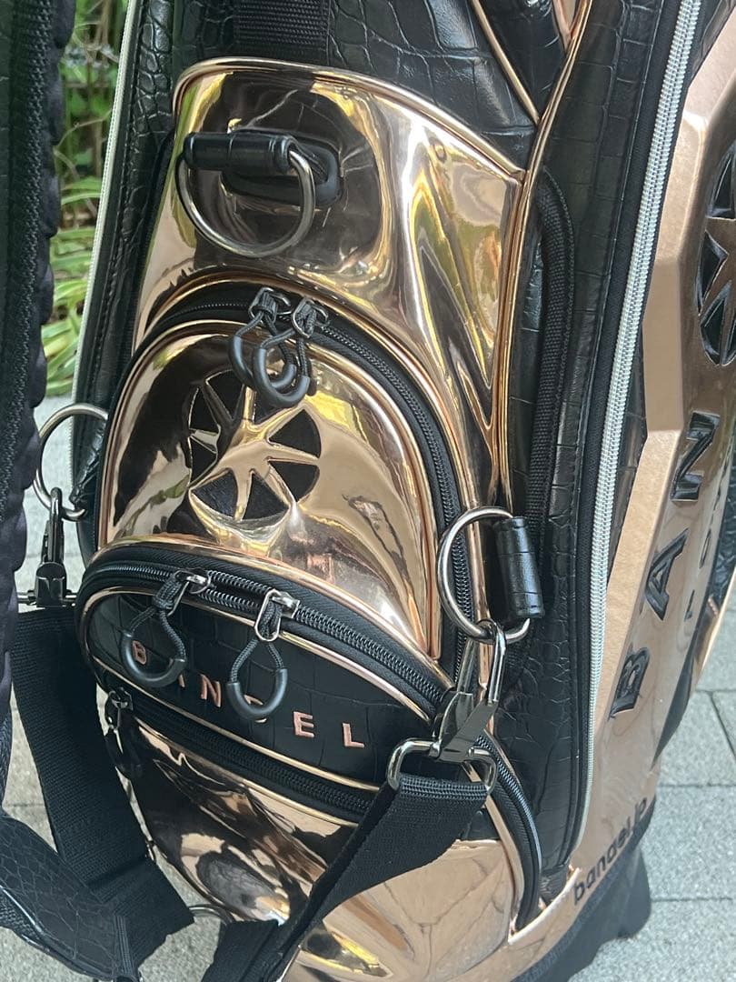 BANDEL Golf / バンデル　キャディバッグ　クロコ型押し　金ｘ黒