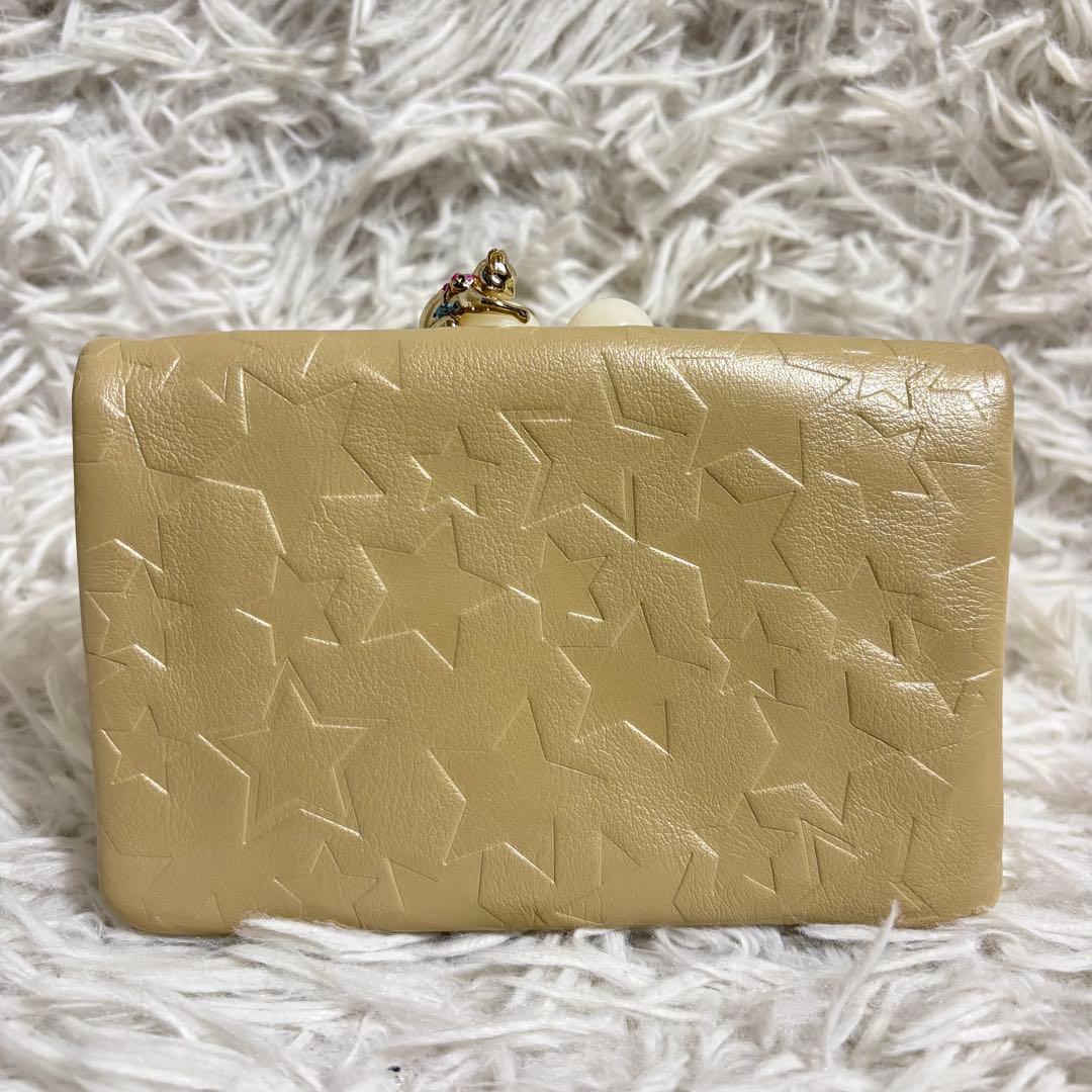 ✨極美品✨アナスイ 長財布 プレイングキャット がま口 星 型押し アイボリー