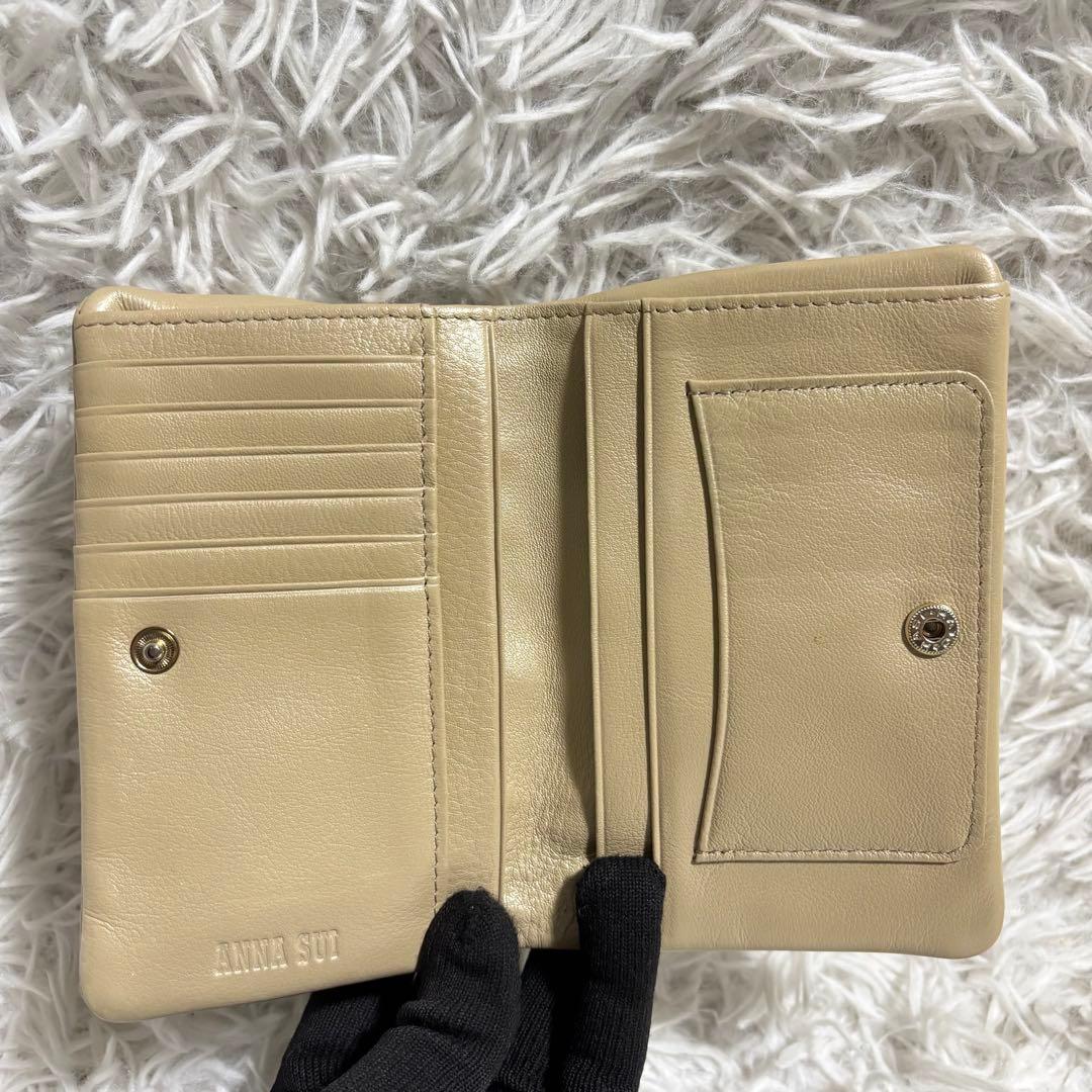 ✨極美品✨アナスイ 長財布 プレイングキャット がま口 星 型押し アイボリー