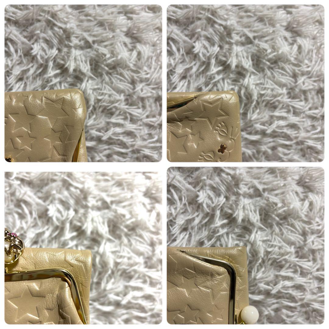 ✨極美品✨アナスイ 長財布 プレイングキャット がま口 星 型押し アイボリー