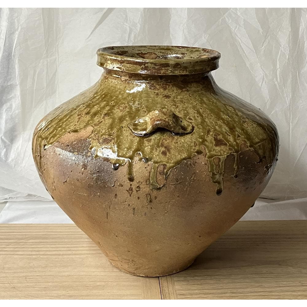 s033 沢田重治 常滑焼 耳付 壷 共箱 澤田重治 花器 壺