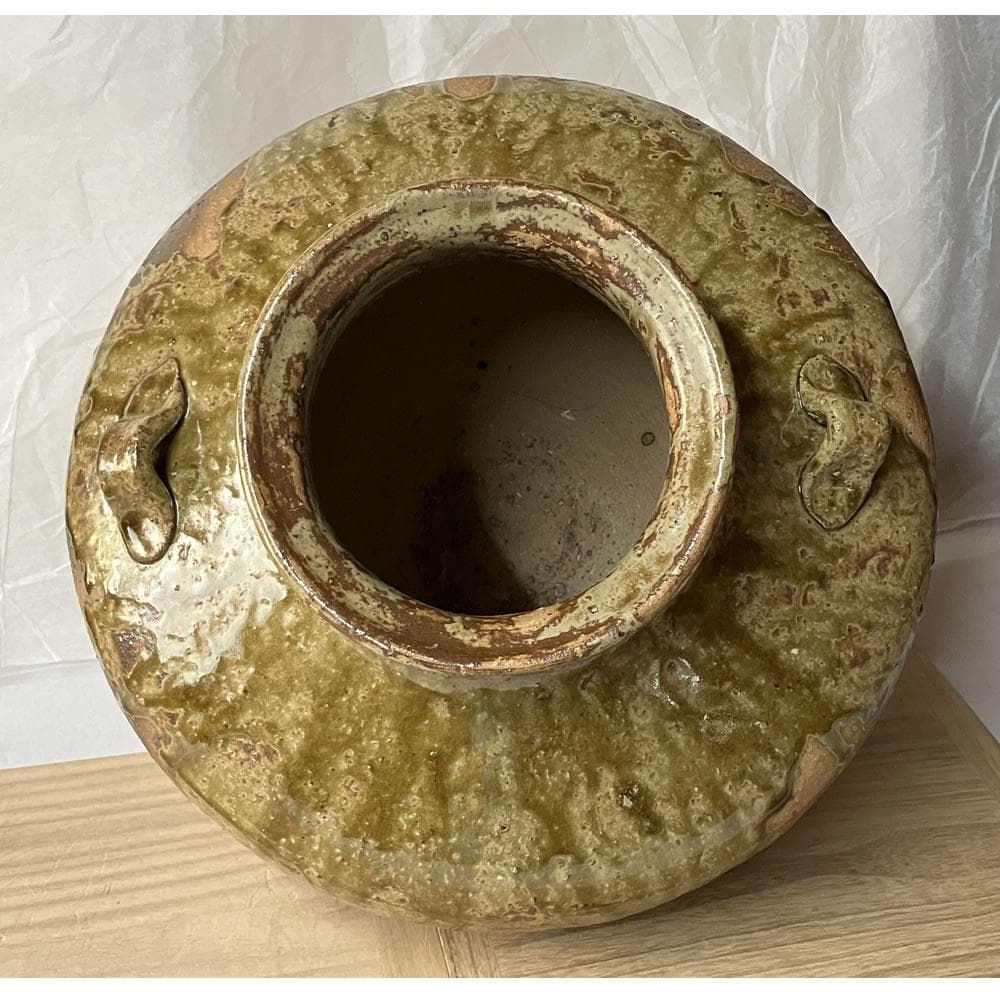 s033 沢田重治 常滑焼 耳付 壷 共箱 澤田重治 花器 壺