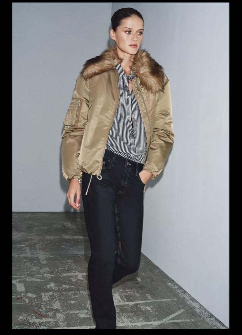 ZARA フェイクファー襟 ボンバージャケット ZW COLLECTION