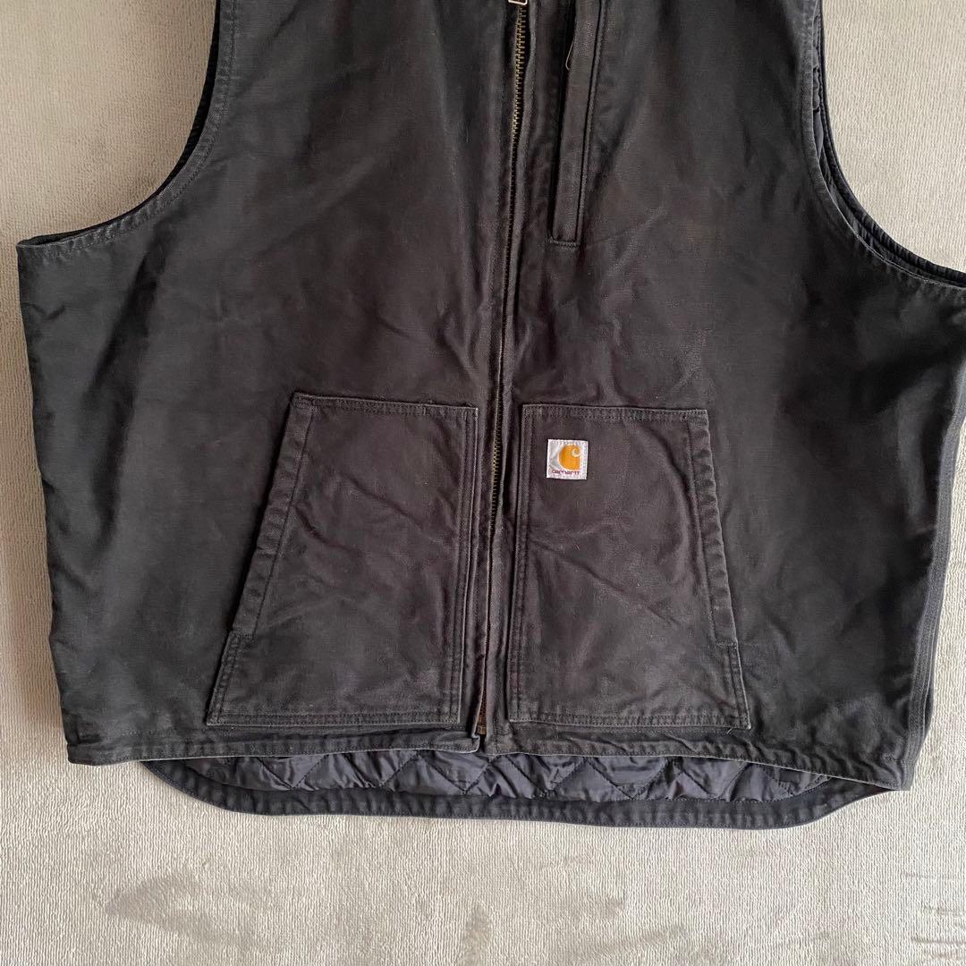 Carhartt ダックベスト 裏キルティング 2XL Tall ブラック