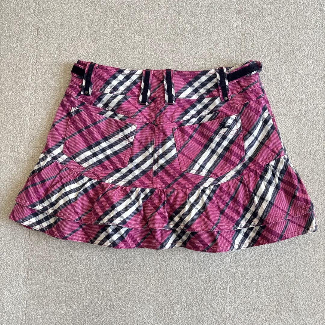 希少★バーバリーブルーレーベル　ミニスカート　ノバチェック　ピンク　ロゴ　38