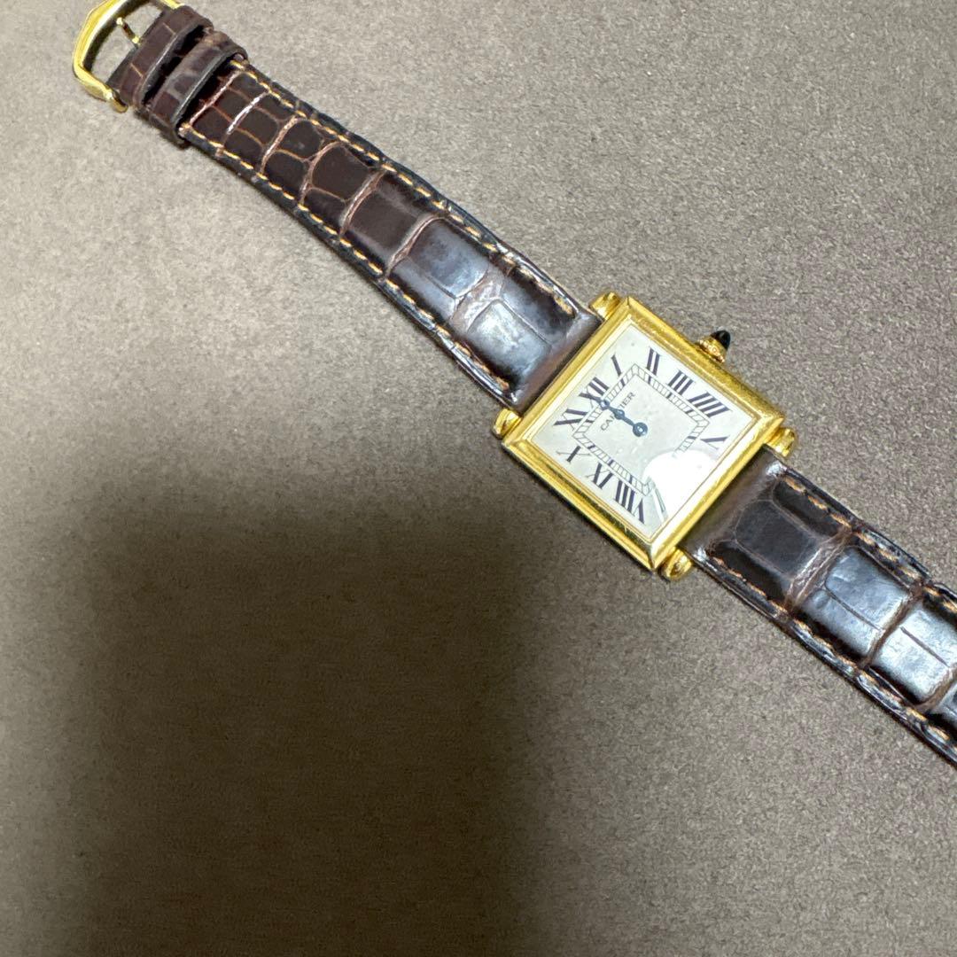 は*か様 [CARTIER]カルティエ　タンクオビュ　K18X革ベルト　レディス