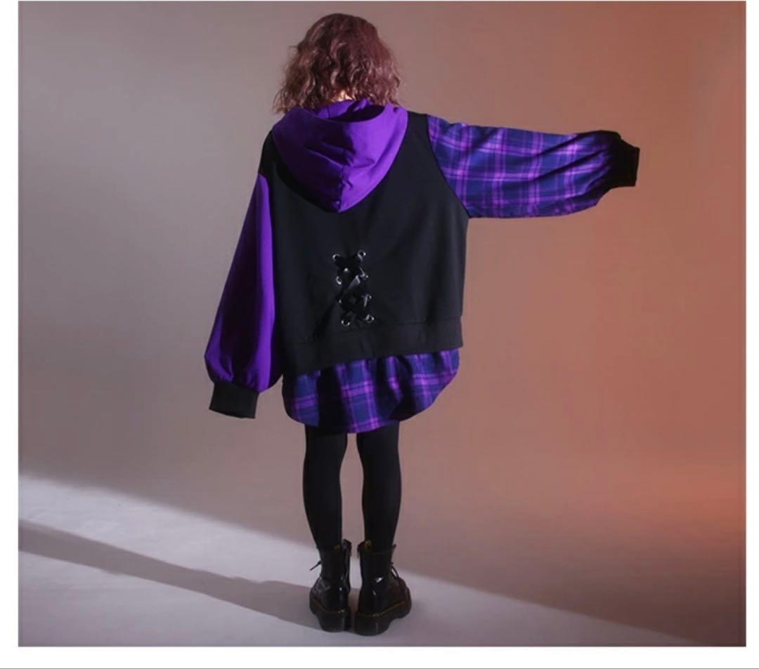 IRO+IRO タータンチェックのパーカー (紫)