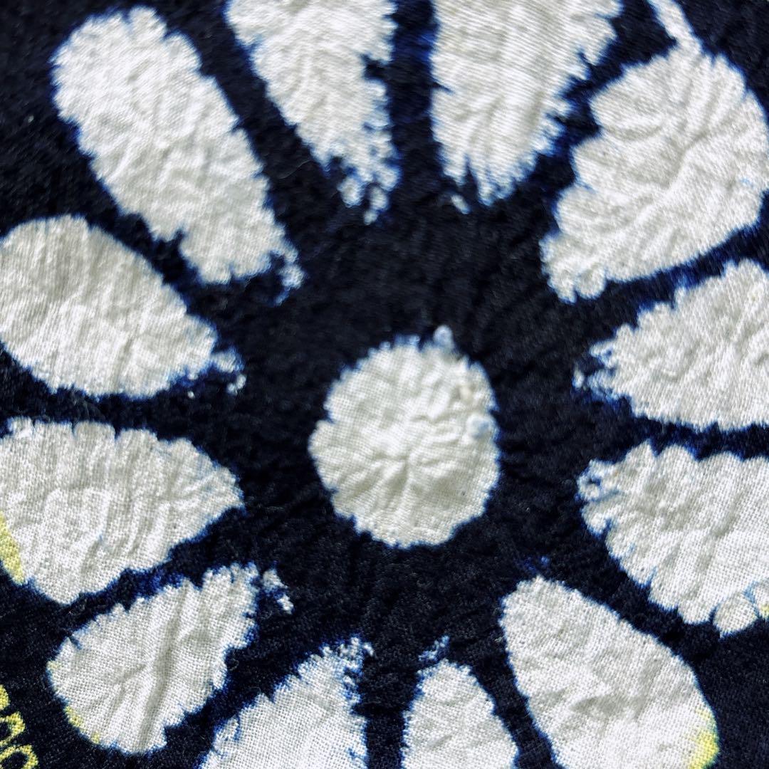 A67有松鳴海絞り 高級浴衣 花 綿　単衣