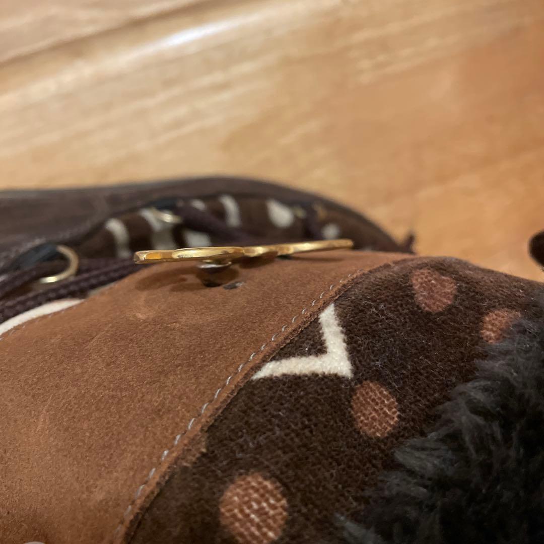 D&G ムートン ブーツ ブラウン ポルカドット ドルガバ ショート 24.5