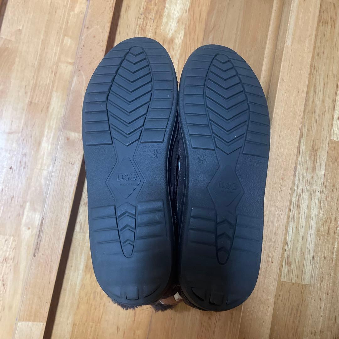 D&G ムートン ブーツ ブラウン ポルカドット ドルガバ ショート 24.5