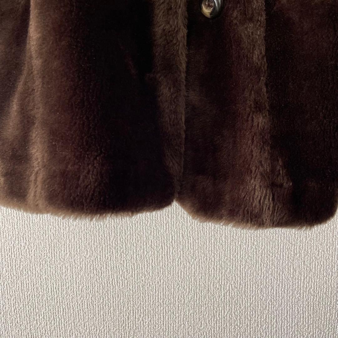 WHITE STAG ダークブラウン ファーコート ビンテージ ダブルブレスト