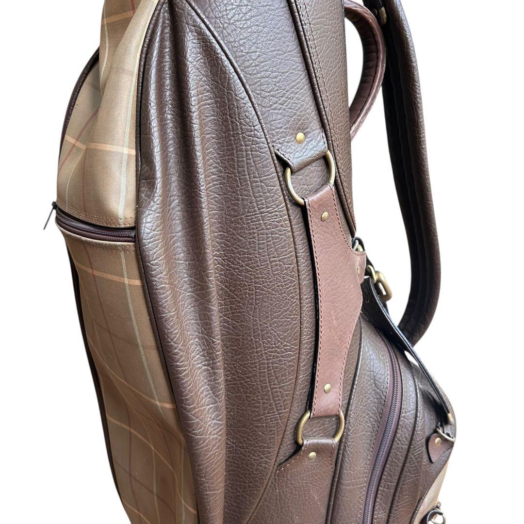BURBERRY　バーバリー　キャディバッグ　ゴルフバッグ　チェック柄　レザー