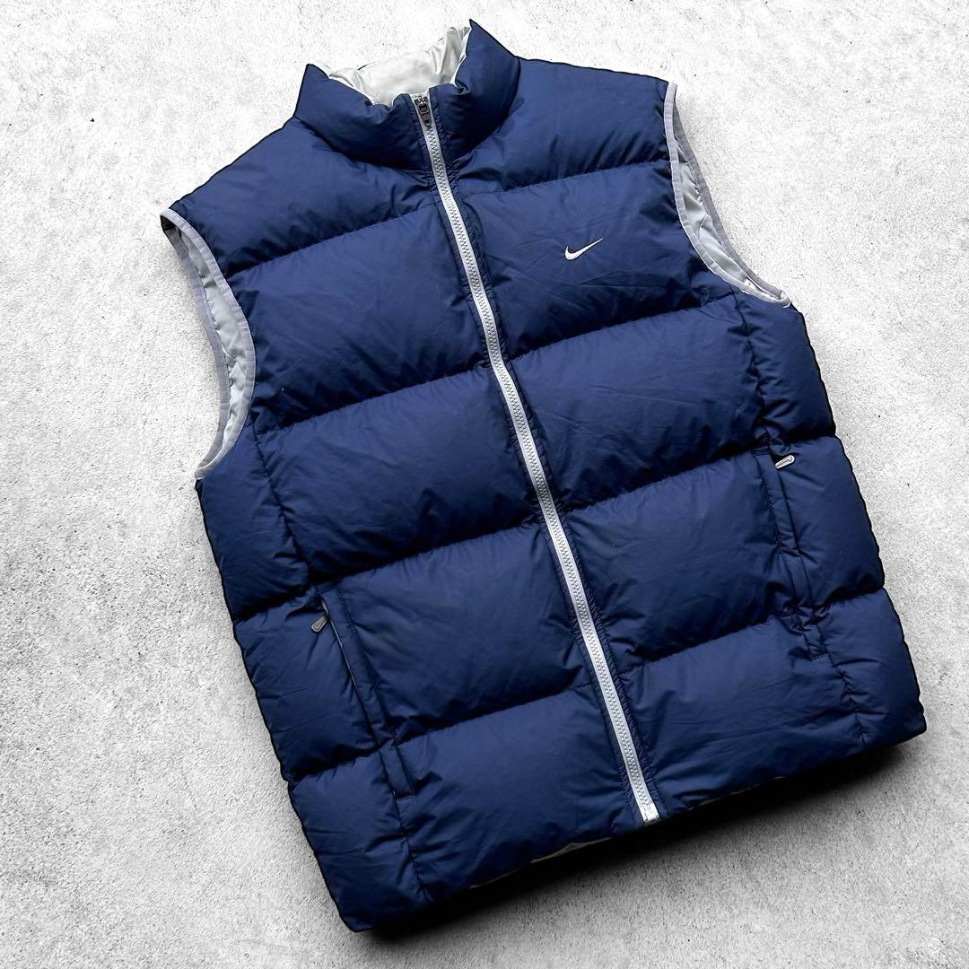00s archive old NIKE オールド 刺繍ロゴ 肉厚 ダウンベスト