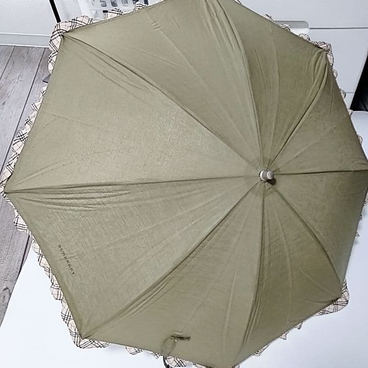 未使用級　バーバリー　長傘　晴雨兼用　日傘　ロゴ　ノバチェック　グリーン
