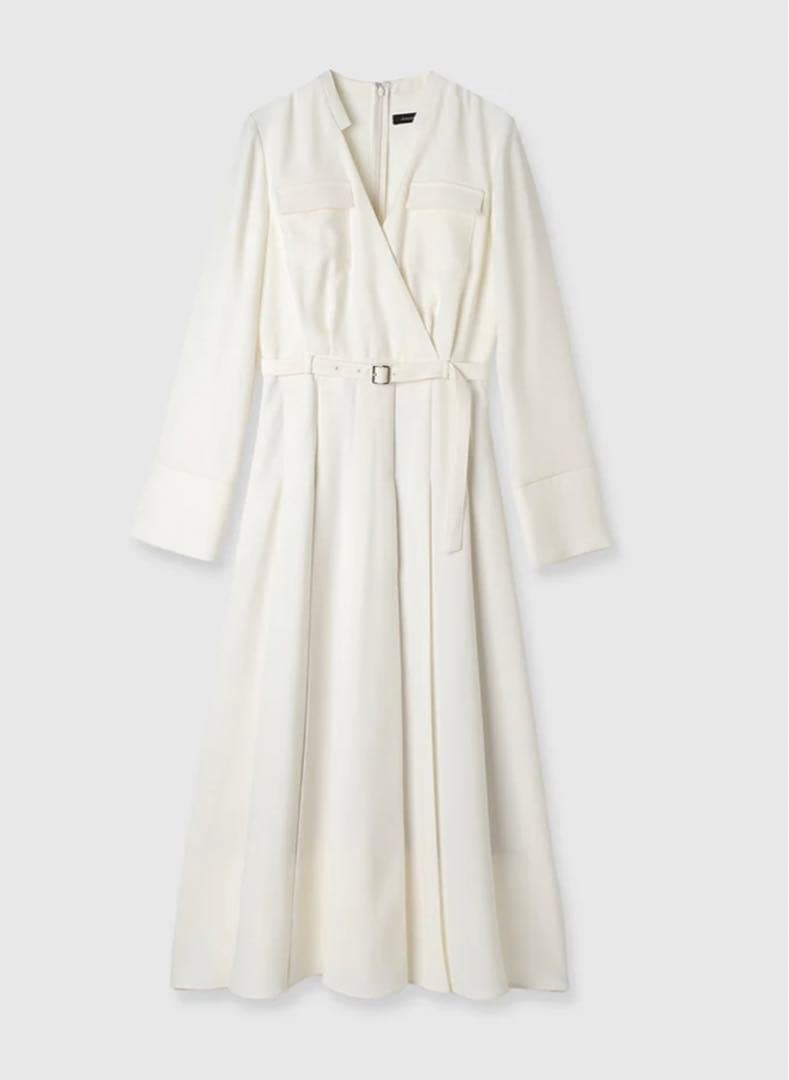 anuans アニュアンス　ダブルサテンノーカラータックワンピース　S