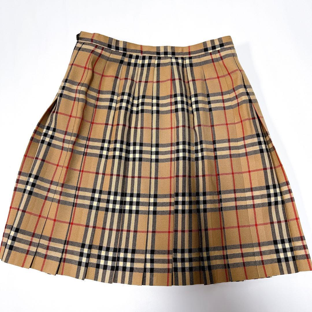 《美品》バーバリーブルーレーベル プリーツミニスカート ノバチェック 革ベルト