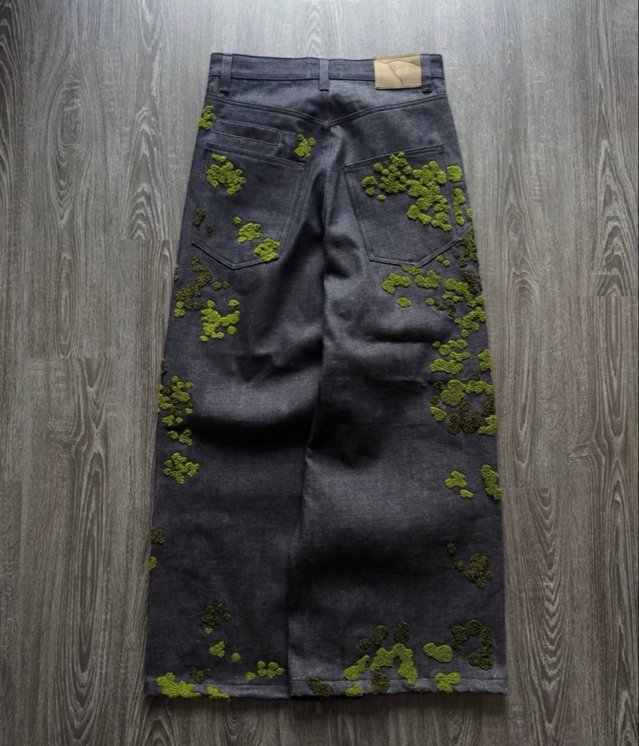 Feinicko 刺繍デザイン リジットデニム 濃紺 Msize