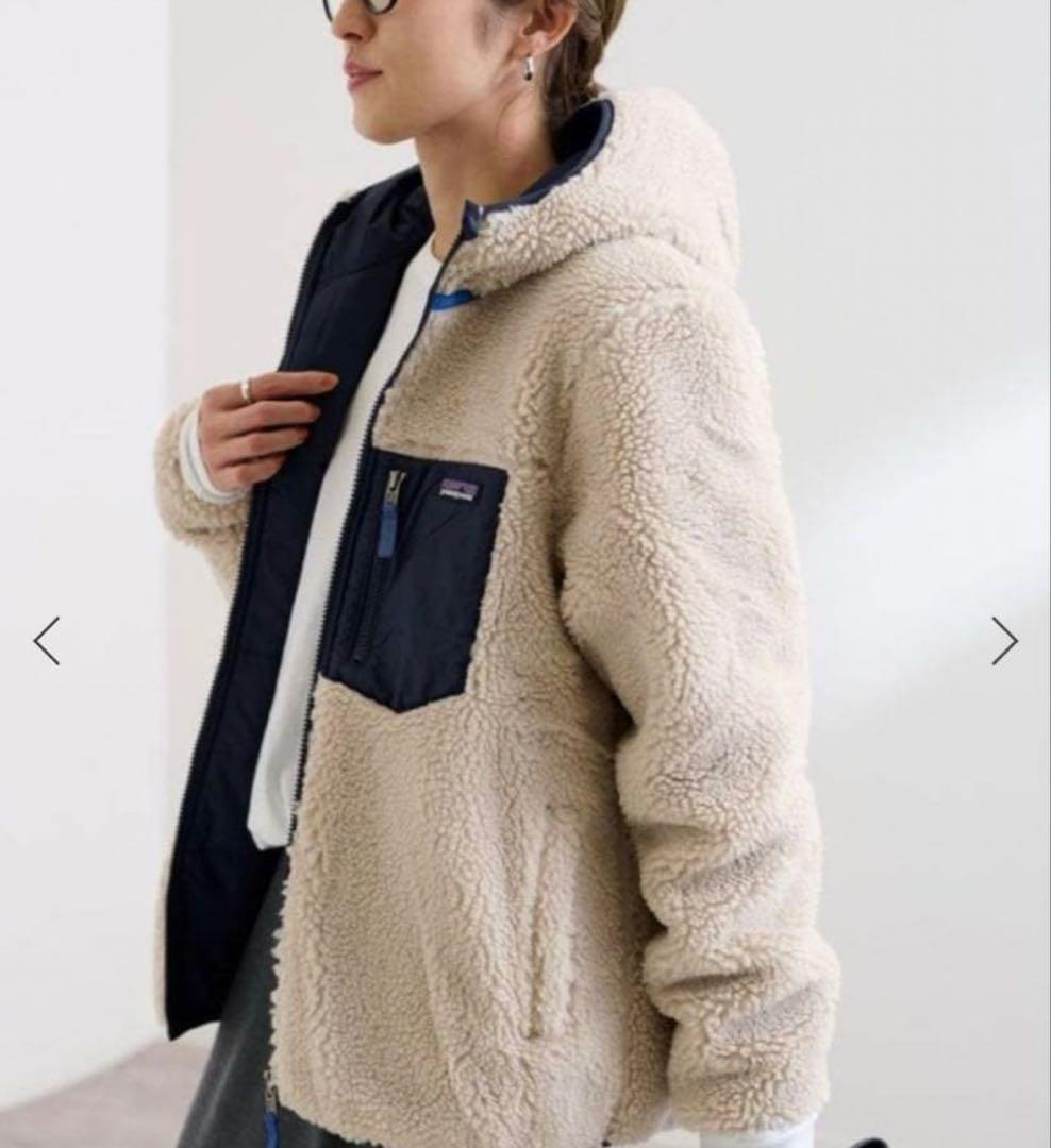 patagonia ネイビー フリースジャケットリバーシブル　フーディ XXL