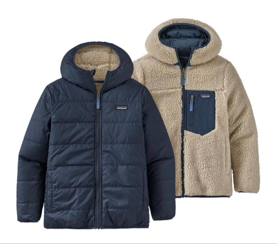 patagonia ネイビー フリースジャケットリバーシブル　フーディ XXL