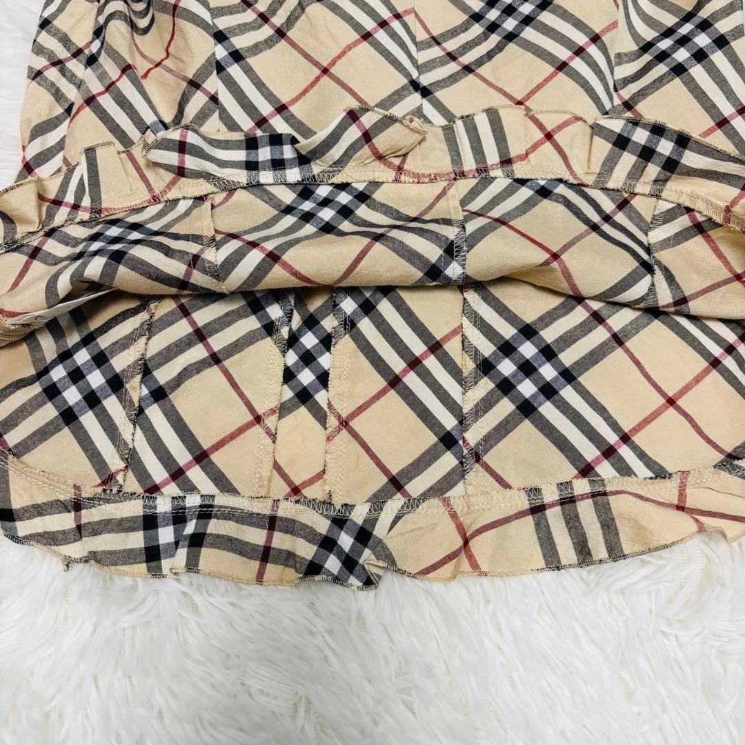 美品 バーバリー ノースリーブ タンクトップ 襟 フリル ノバチェック y2k