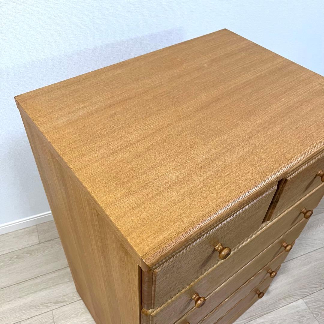 ち06【美品】起立木工 天然木タモ材 チェスト 5段 国産家具 収納タンス