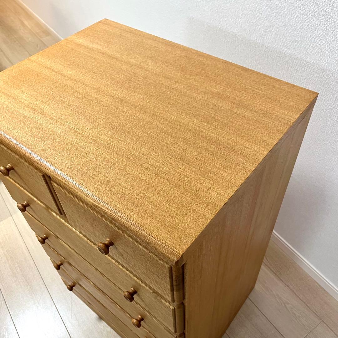 ち06【美品】起立木工 天然木タモ材 チェスト 5段 国産家具 収納タンス