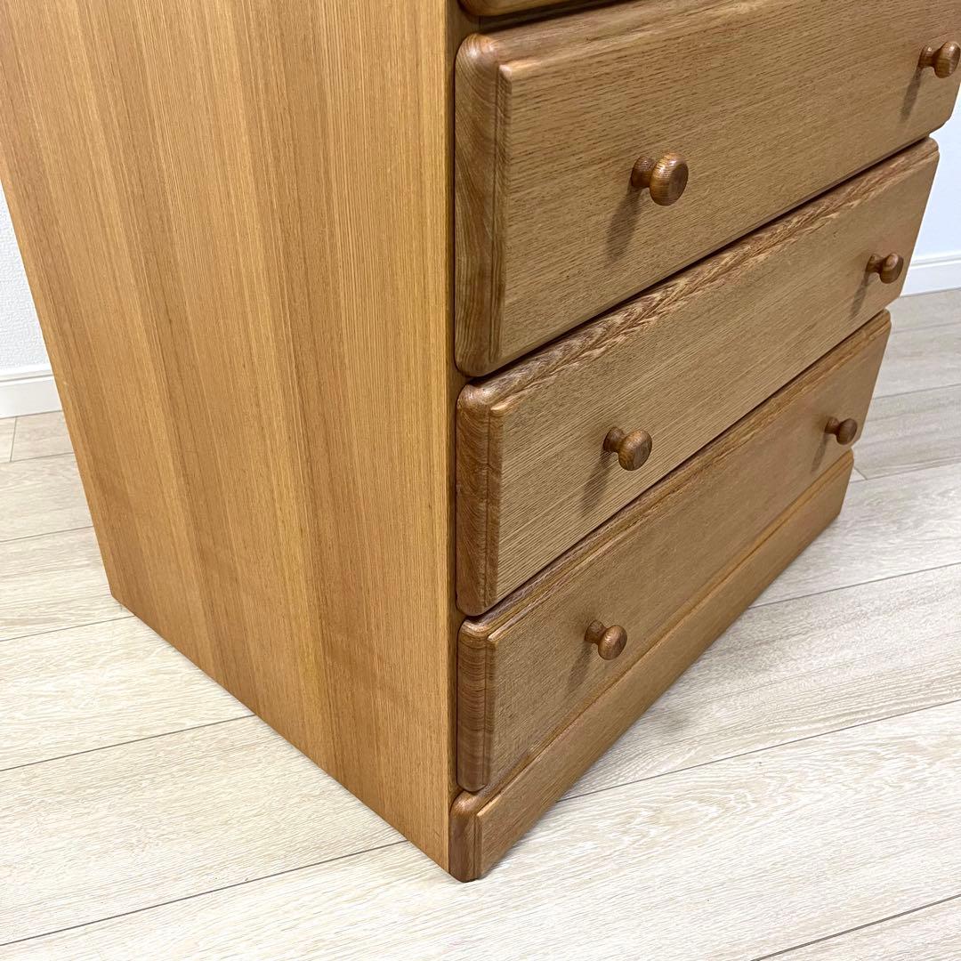 ち06【美品】起立木工 天然木タモ材 チェスト 5段 国産家具 収納タンス