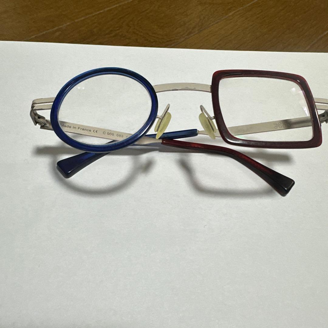 ファッション・伊達メガネ 青赤コンビネーション