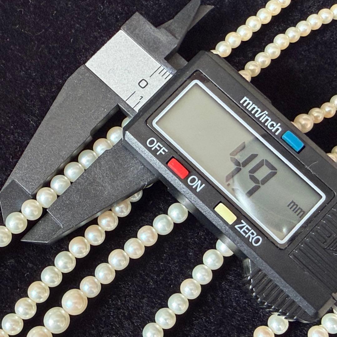 ☆極美品☆リアルパール　3連グラデーションパールネックレス　シルバー