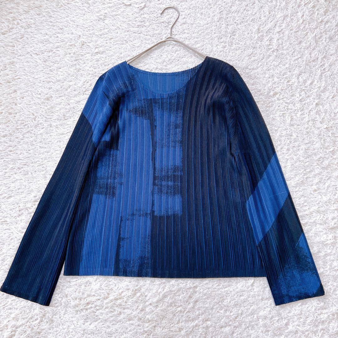 プリーツプリーズ　イッセイミヤケ 総柄　カットソー　L