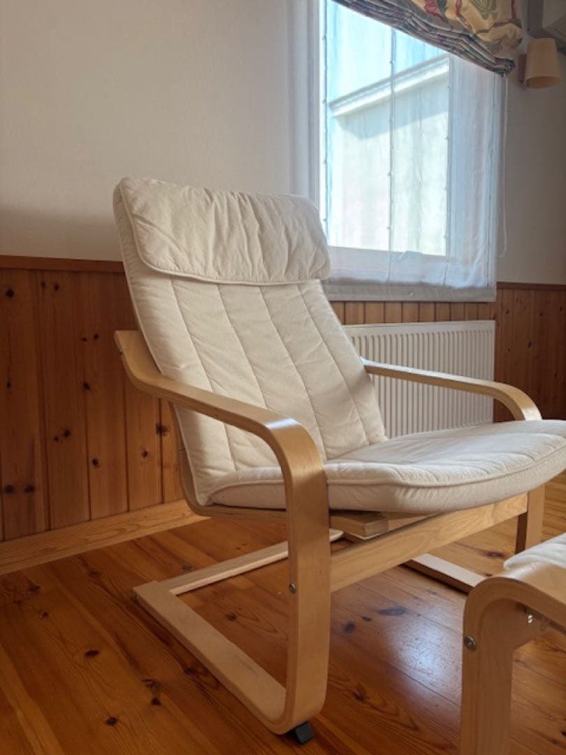 IKEA ポエング バーチ材 ソファ オットマン セット