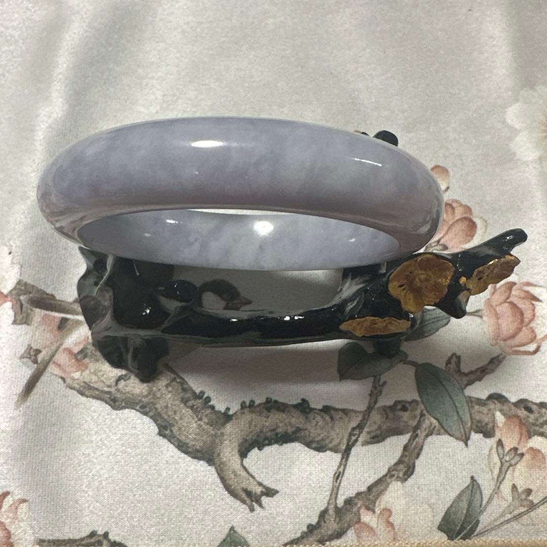 天然翡翠バングル（淡紫灰色・内径58.0mm）