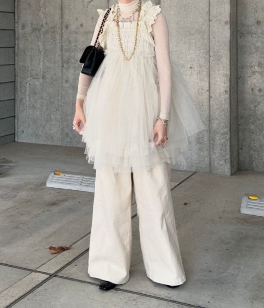 perna チュールギャザーキャミソール