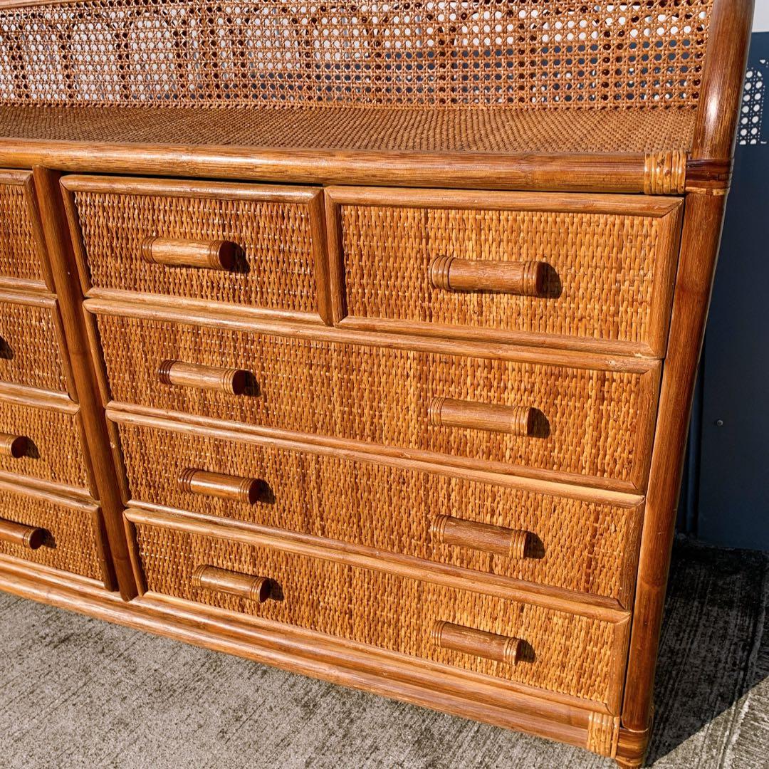 ラタン10杯チェスト 昭和レトロ エスニック アジアン 籐家具 ラタン 古民具
