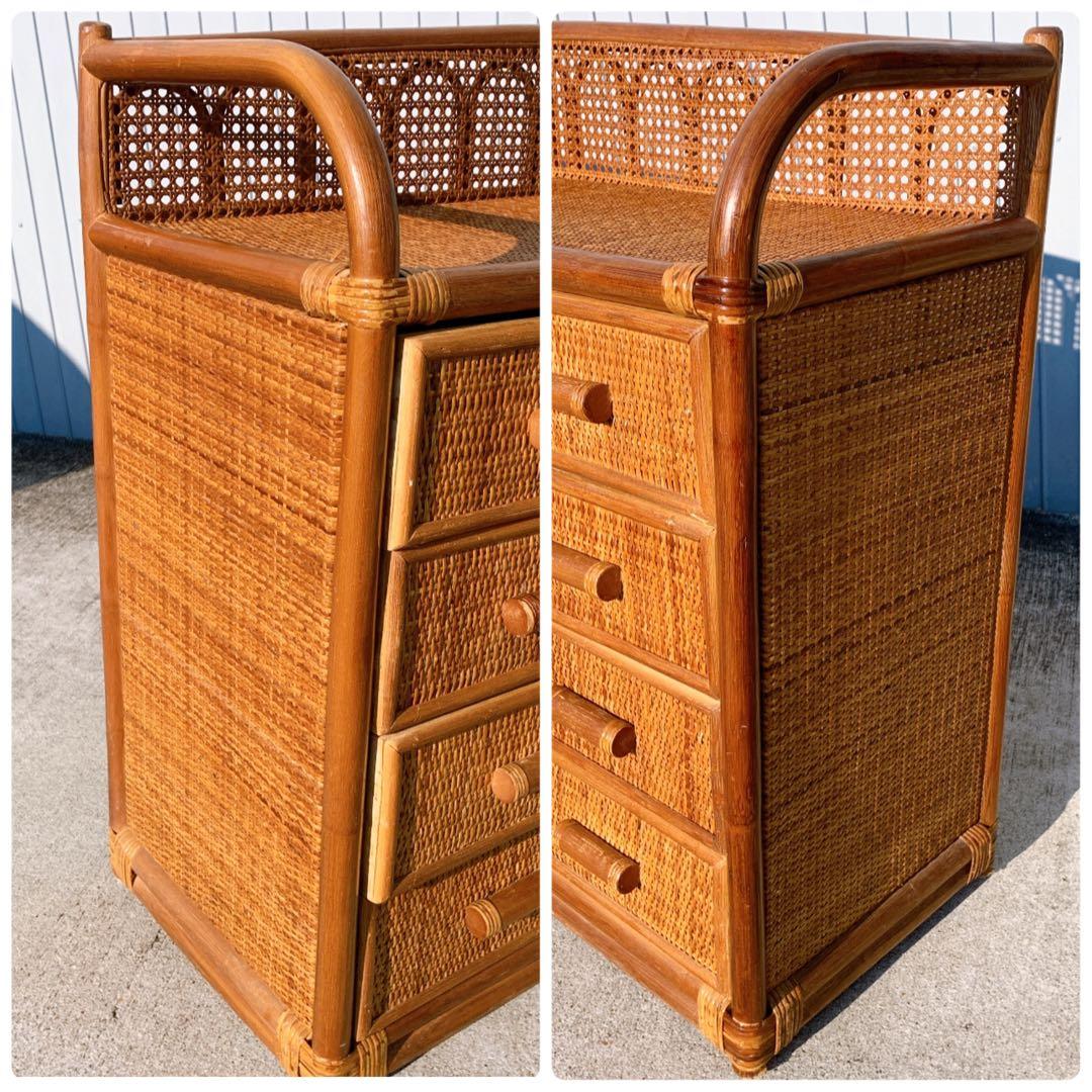 ラタン10杯チェスト 昭和レトロ エスニック アジアン 籐家具 ラタン 古民具