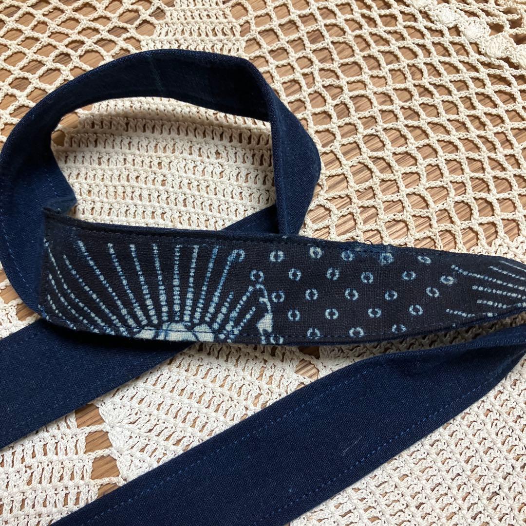 胡桃かごバックショルダー国産藍染型染め雪ん子刺し子山葡萄栃の実チャーム