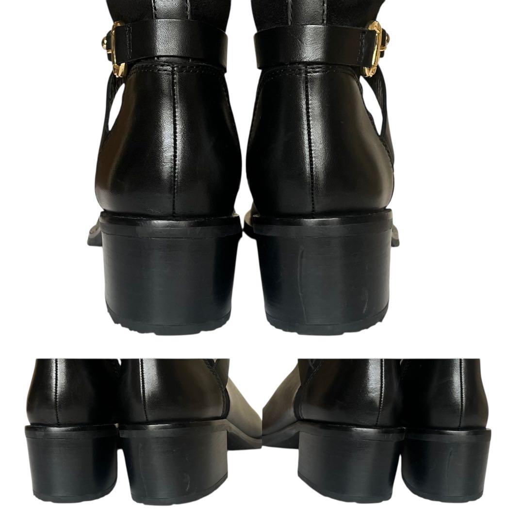 極美品 あしながおじさん 24 レザー ホースビット サイドジップ ロングブーツ