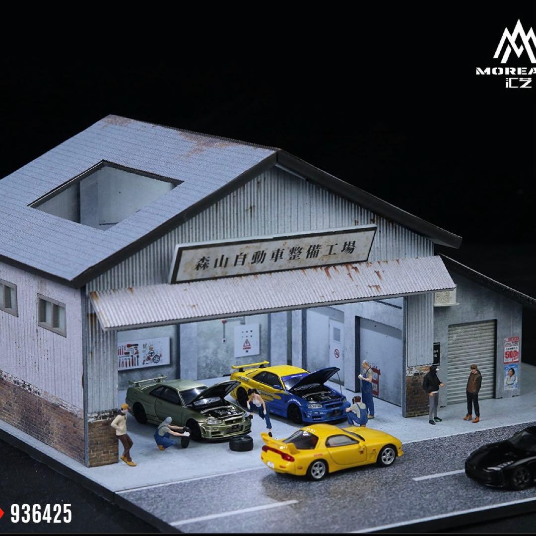 《最新入荷》1/64自動車整備士工場建物 LED照明付き 新品・未使用品