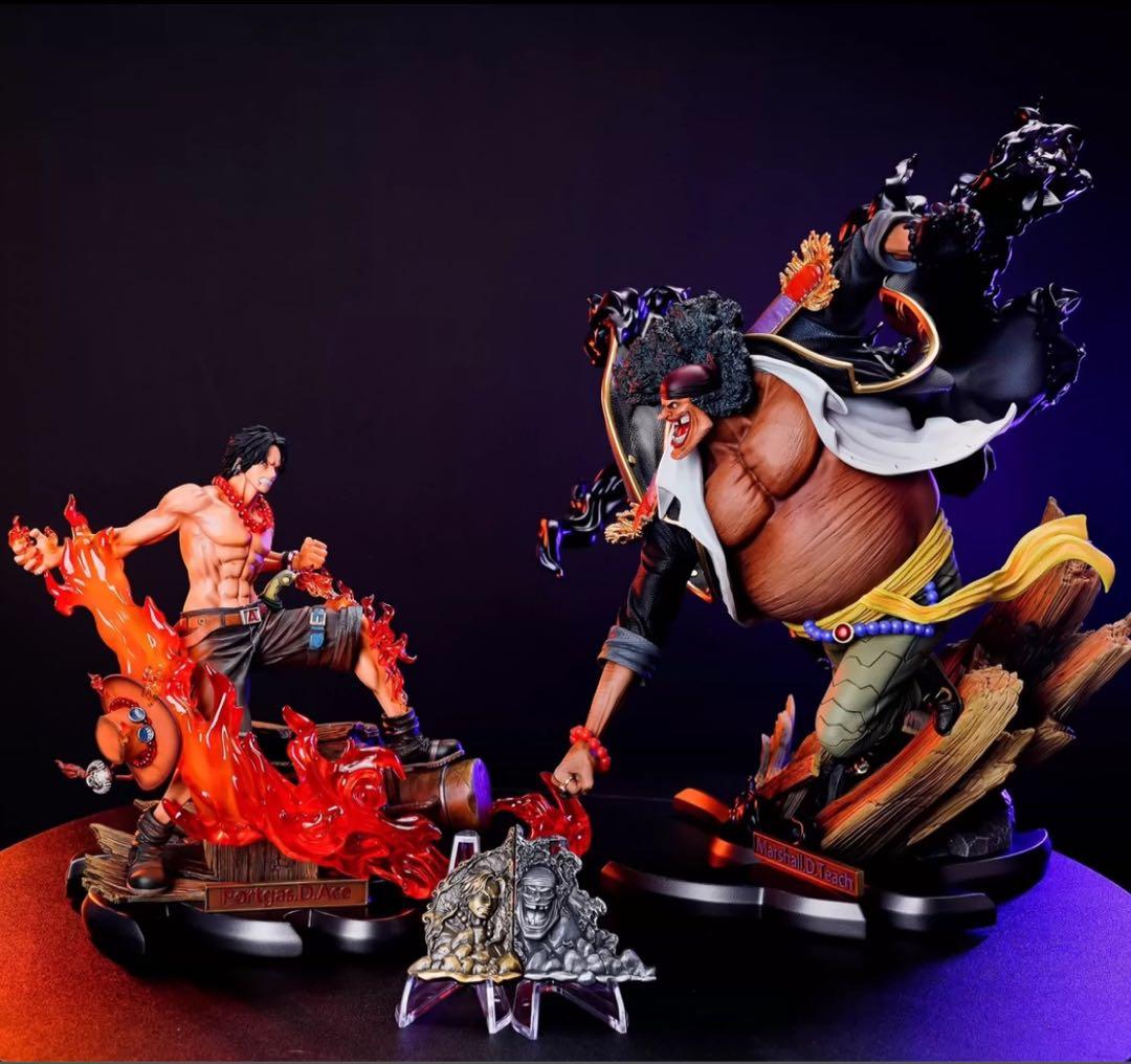 ワンピース　エース　戦う　黒ひげ　ガレージキット　フィギュア　完成品