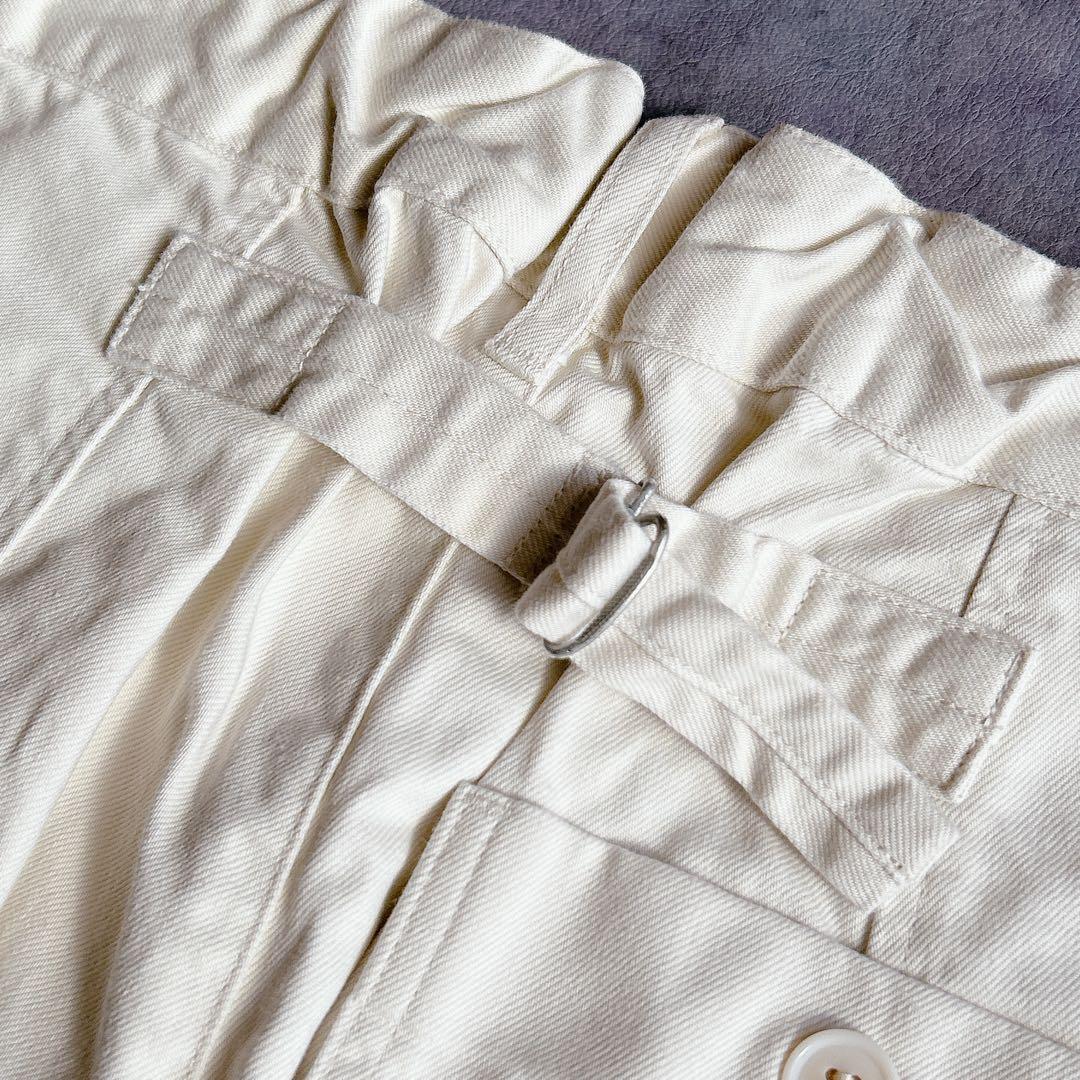 D.M.G ⿻ フレンチドリル アーモンドパンツ ルーズ 白 ボールパンツ 春