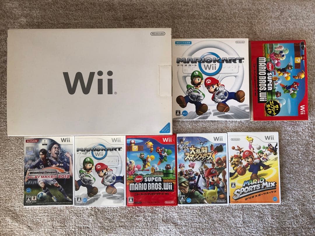 【美品】 Nintendo 任天堂 Wii 本体 ソフト コントローラー マリオ