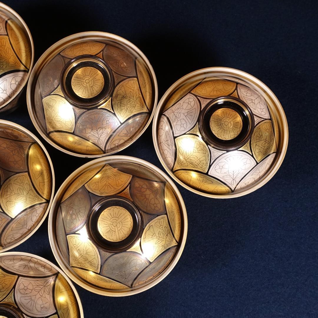 豪華絢爛 京焼 良斎作 金銀彩 蓋碗 蓋茶碗 6客