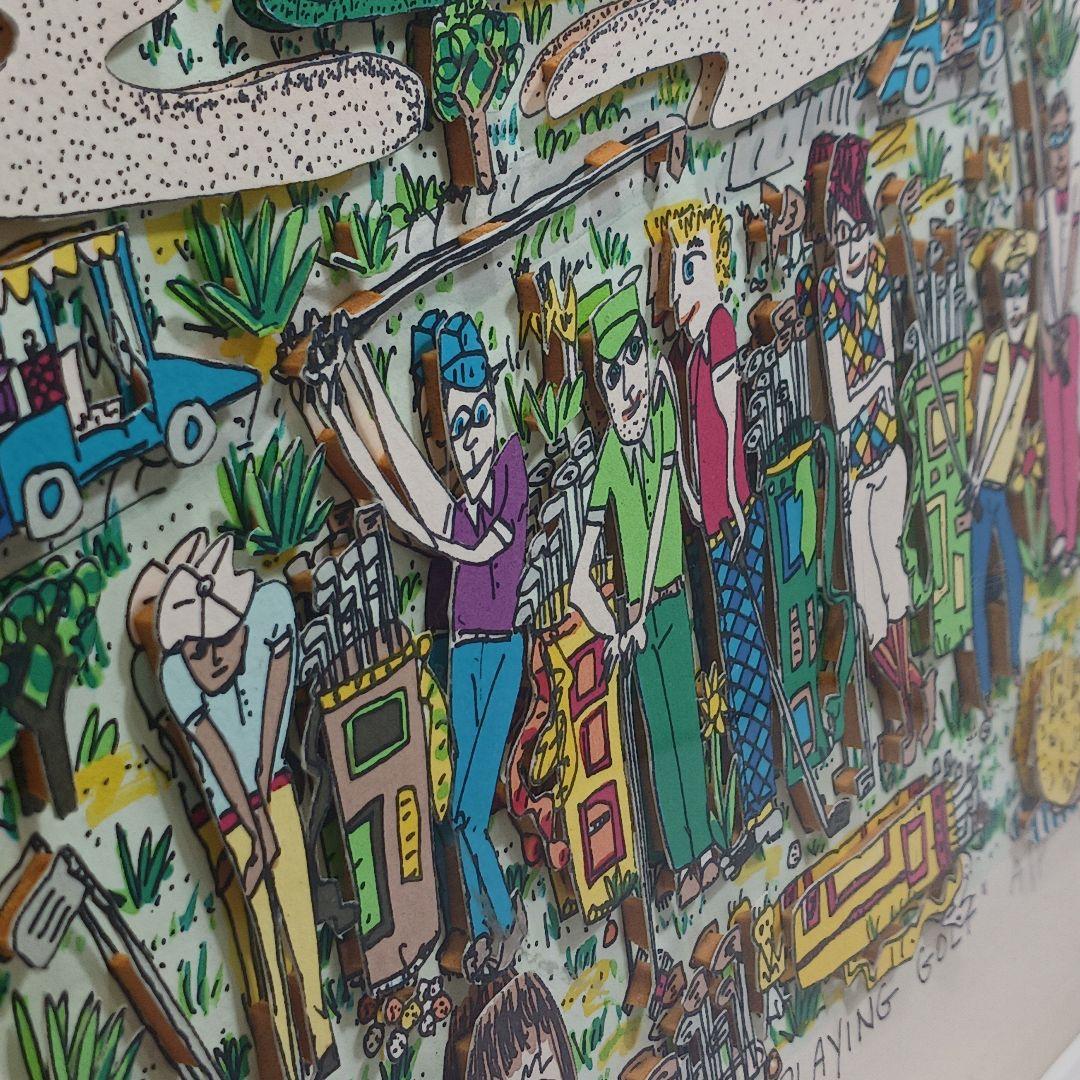 専用Y2279 ジェームス・リジィ 3D シルクスクリーン ゴルフ 額装