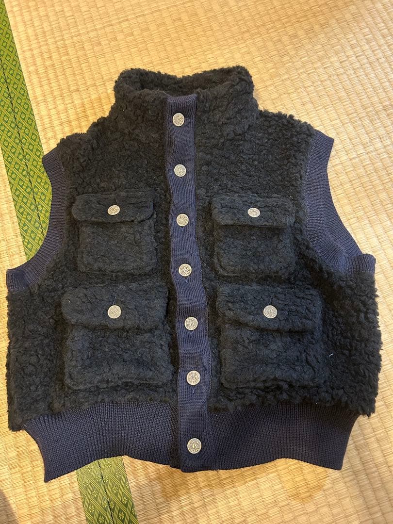 最終再値下げ‼️45R ボア✕ニットの908ベスト　黒