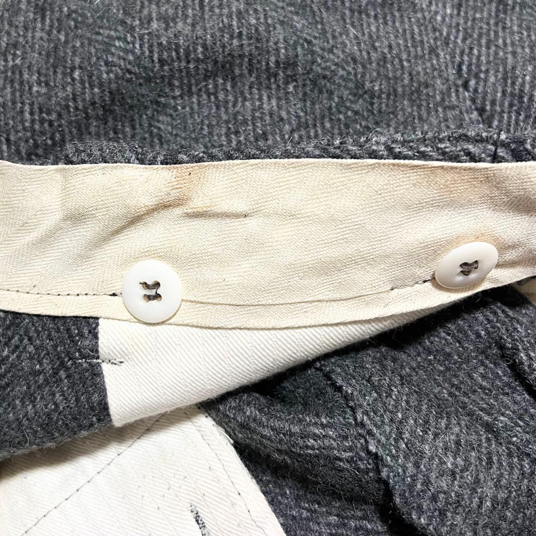 極太 60s カナダ製 ヴィンテージ ウールパンツ ヘリンボーン スラックス