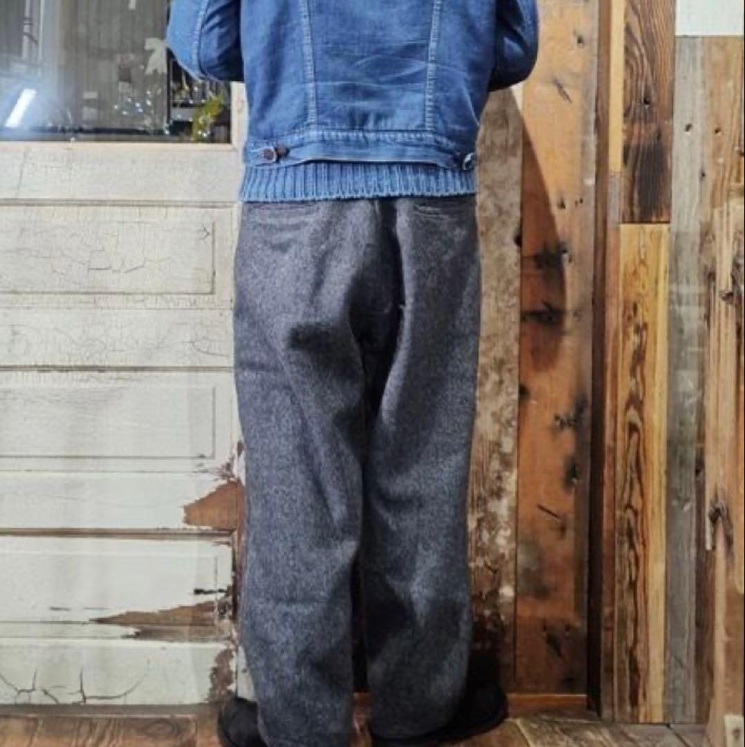 極太 60s カナダ製 ヴィンテージ ウールパンツ ヘリンボーン スラックス
