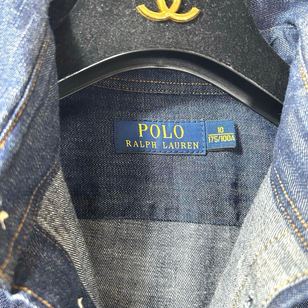 未使用級　ポロラルフローレン　デニム　ロングワンピース　10 大きいサイズ　紺
